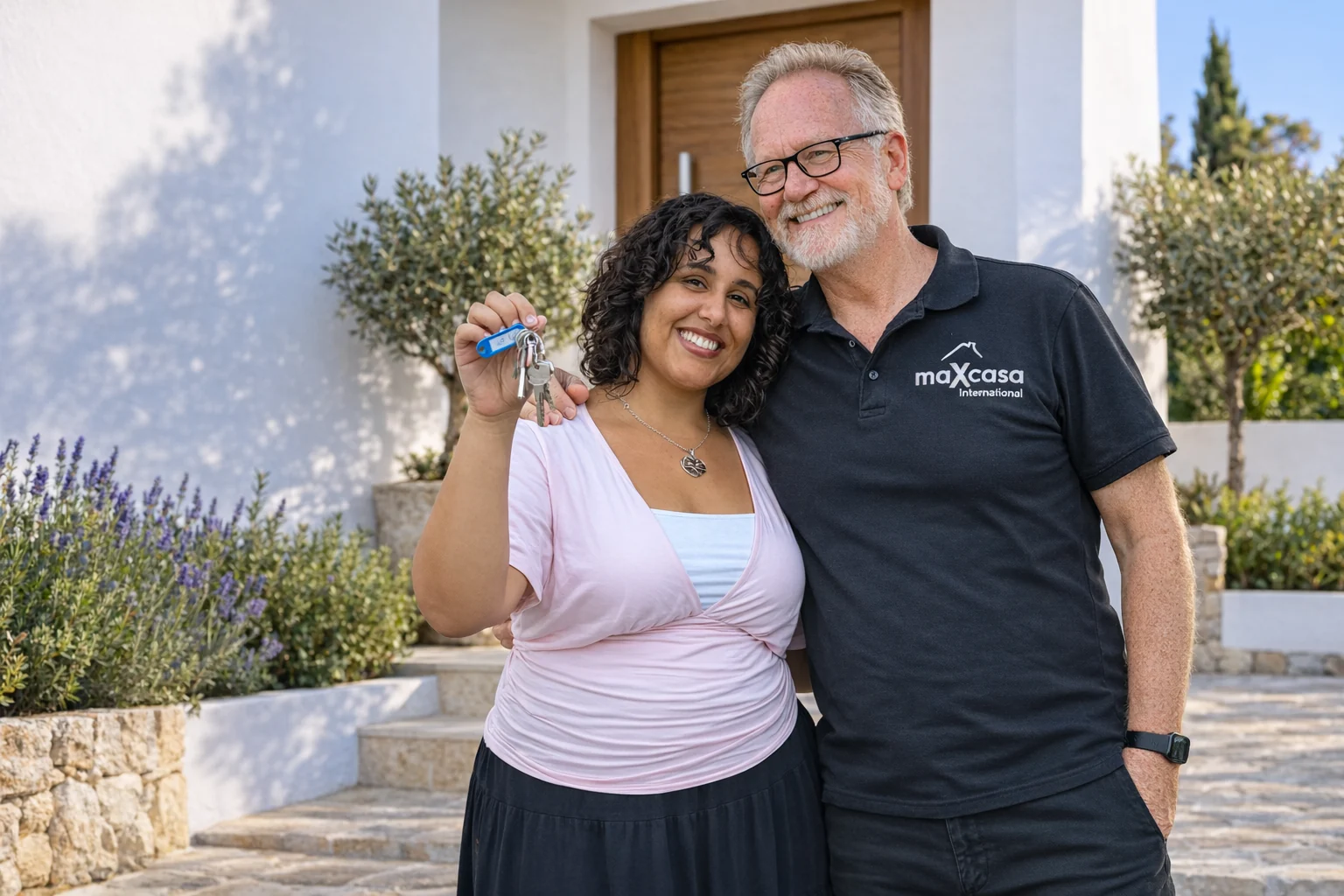 Max y Erica, de maXcasa International, con las llaves de una casa