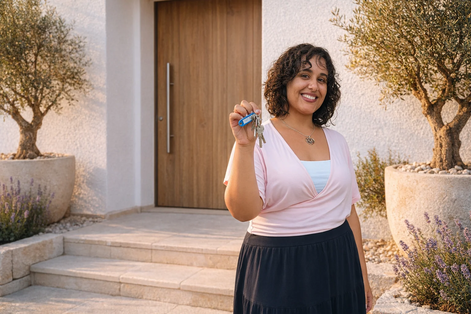 Erica, de maXcasa International, con las llaves de una casa en venta