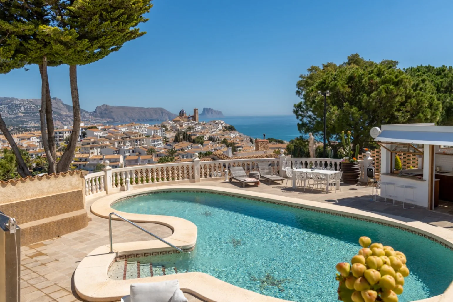 Professional photo of the pool with views over Altea